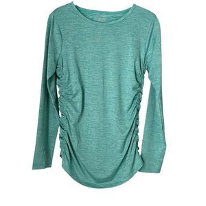 Eddie Bauer crew neck long Sleeve Top Women’s Size Petite Medium Green Heather